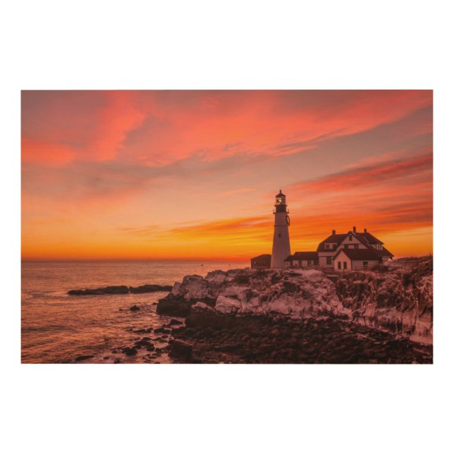 Lighthouses |  Portland Head Cape Elizabeth Maine Wood Wall Art (Front)