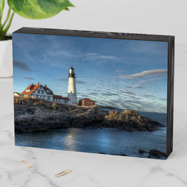 Lighthouses | Portland Head Light Lighthouse Wooden Box Sign | Zazzle
