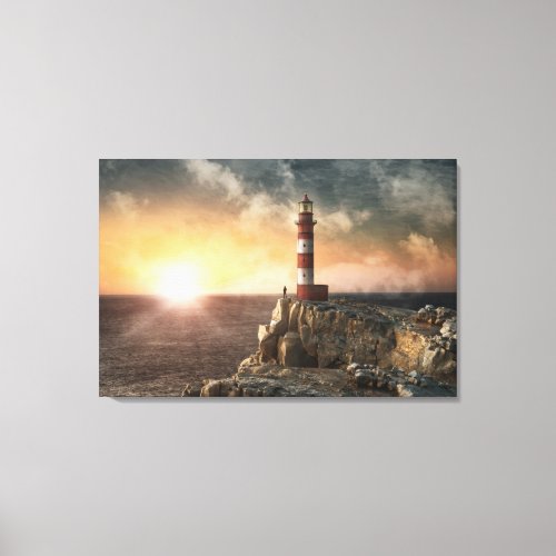Lighthouses  Red  White Lighthouse Canvas Print