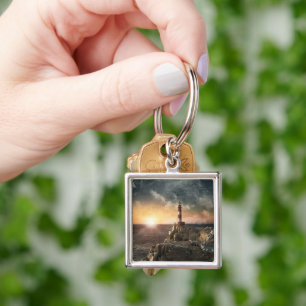 Lighthouses   Red & White Lighthouse Keychain