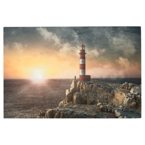 Lighthouses  Red  White Lighthouse Metal Print