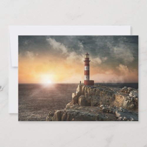 Lighthouses  Red  White Lighthouse Thank You Card