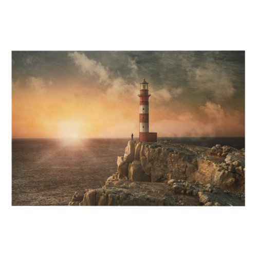 Lighthouses  Red  White Lighthouse Wood Wall Art