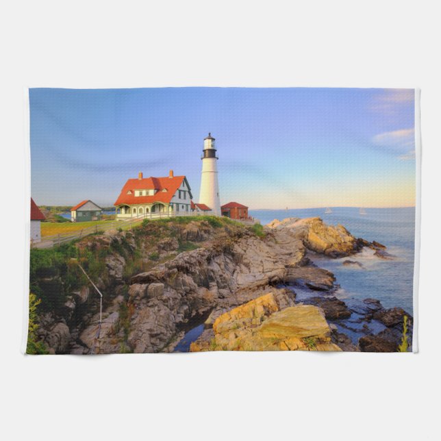 Lighthouses | Rockport Lighthouse Maine Kitchen Towel (Horizontal)