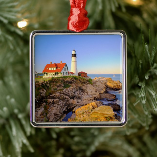 Lighthouses | Rockport Lighthouse Maine Metal Ornament (Tree)