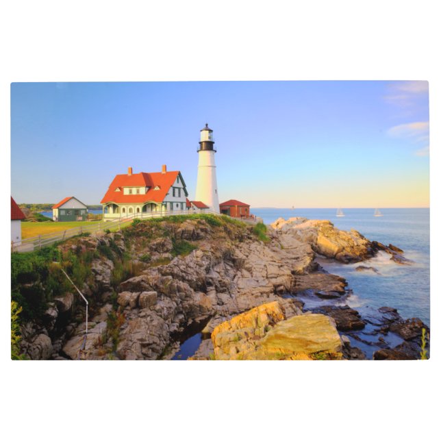 Lighthouses | Rockport Lighthouse Maine Metal Print (Front)