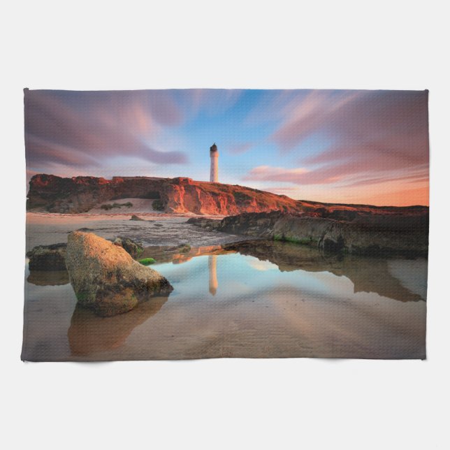 Lighthouses | Sea-Light Lossiemouth Scotland Kitchen Towel (Horizontal)