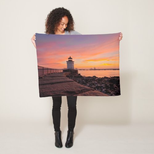 Lighthouses  South Portland Maine Fleece Blanket