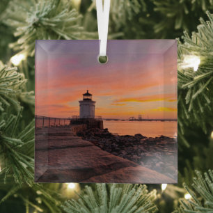 Lighthouses South Portland, Maine Glass Ornament