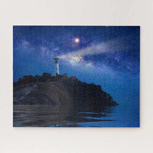 Lighthouses | Starry Night Lighthouse Jigsaw Puzzle (Horizontal)