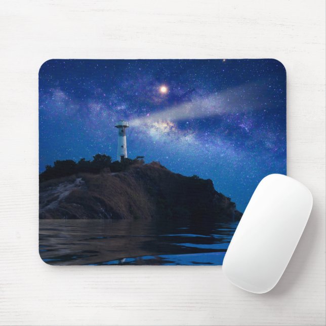 Lighthouses | Starry Night Lighthouse Mouse Pad (With Mouse)