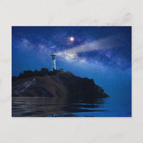Lighthouses  Starry Night Lighthouse Postcard