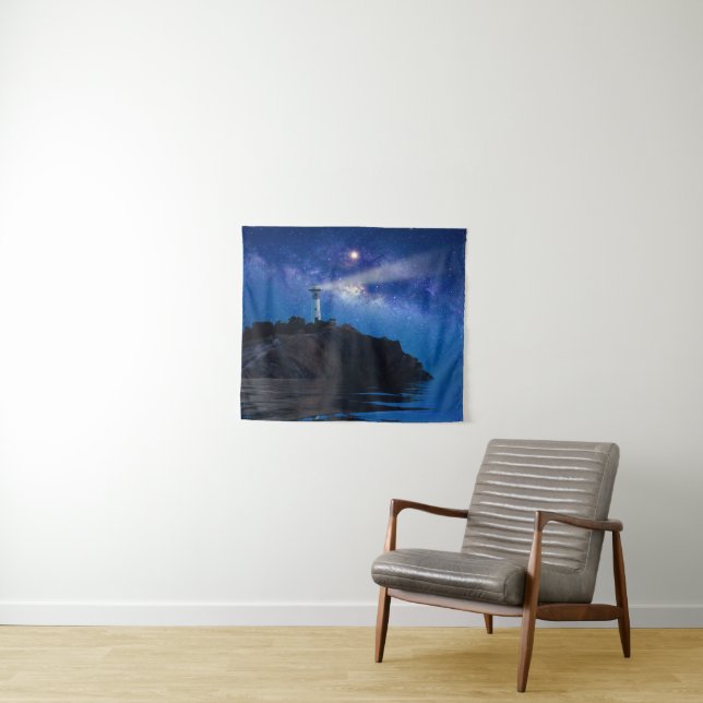 Lighthouses | Starry Night Lighthouse Tapestry (In Situ (Horizontal))