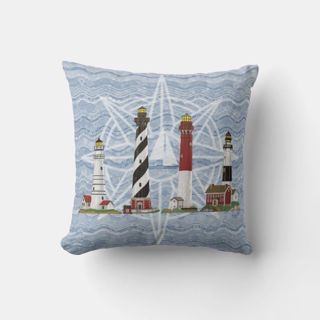 Lighthouses Throw Pillow (Front)
