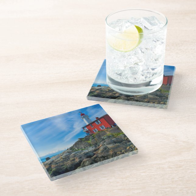 Lighthouses | Victoria Harbor Vancouver Island Glass Coaster (Angled)