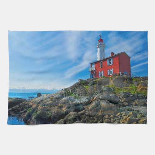 Lighthouses  Victoria Harbor Vancouver Island Kitchen Towel