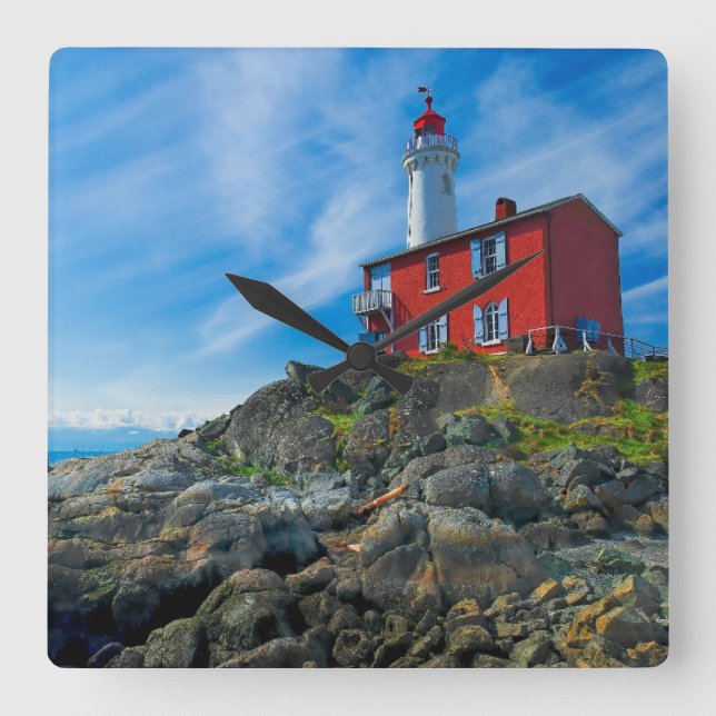 Lighthouses | Victoria Harbor Vancouver Island Square Wall Clock (Front)
