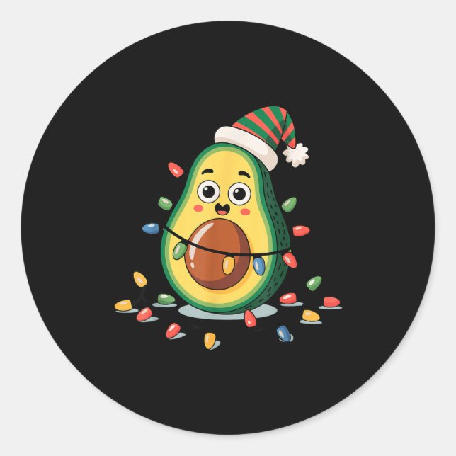 Lighting Avocado Ugly Christmas Sweater Guacamole  Classic Round Sticker (Front)