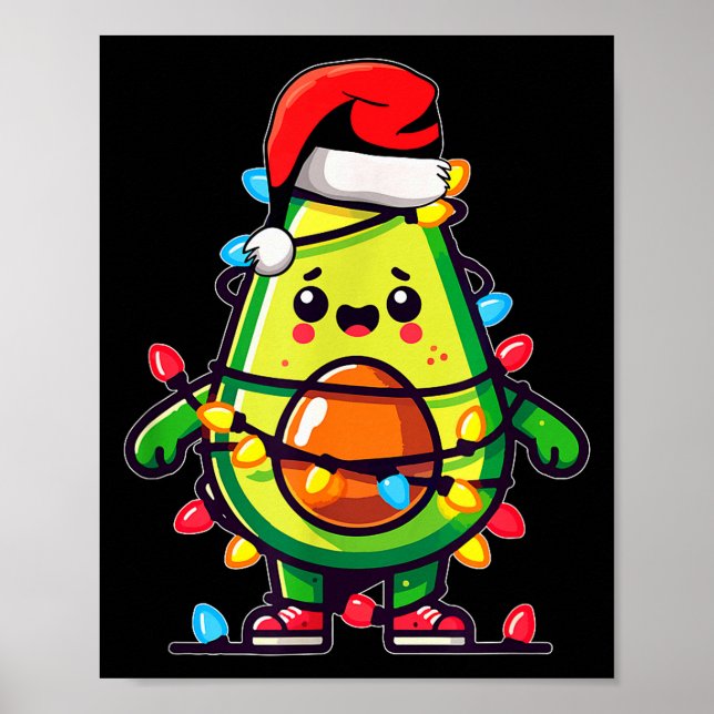 Lighting Avocado Ugly Christmas Sweater Guacamole  Poster (Front)