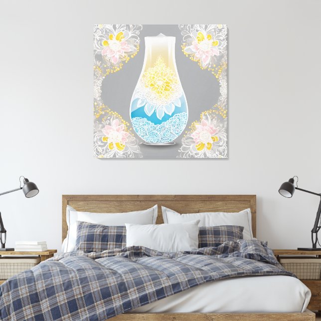 Lighting Blue Lace AI art  Canvas Print (Insitu(Bedroom))