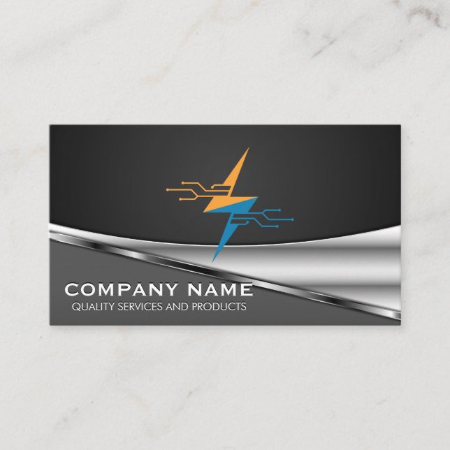 Lighting Bolt Tech Logo Business Card (Front)