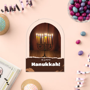 Lighting Candles Happy Hanukkah Acrylic Invitation