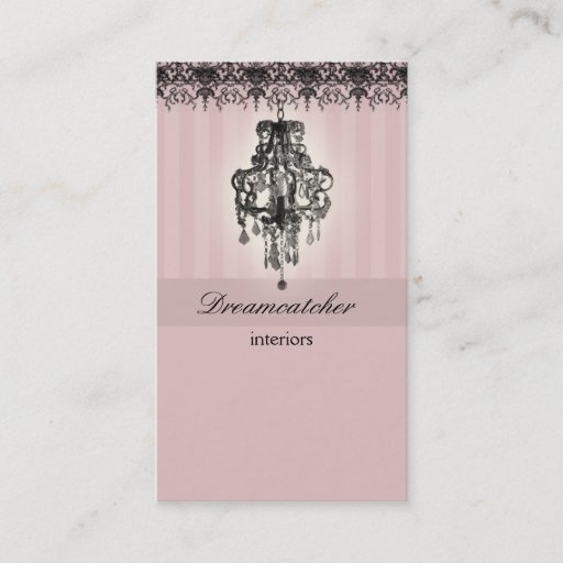Customizable Lighting Chandelier Real Estate Business Card Pink
