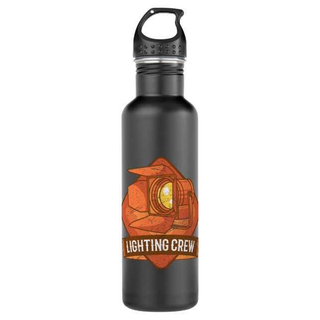LIGHTING CREW RETRO Theatre Lighting Technician Stainless Steel Water Bottle (Front)