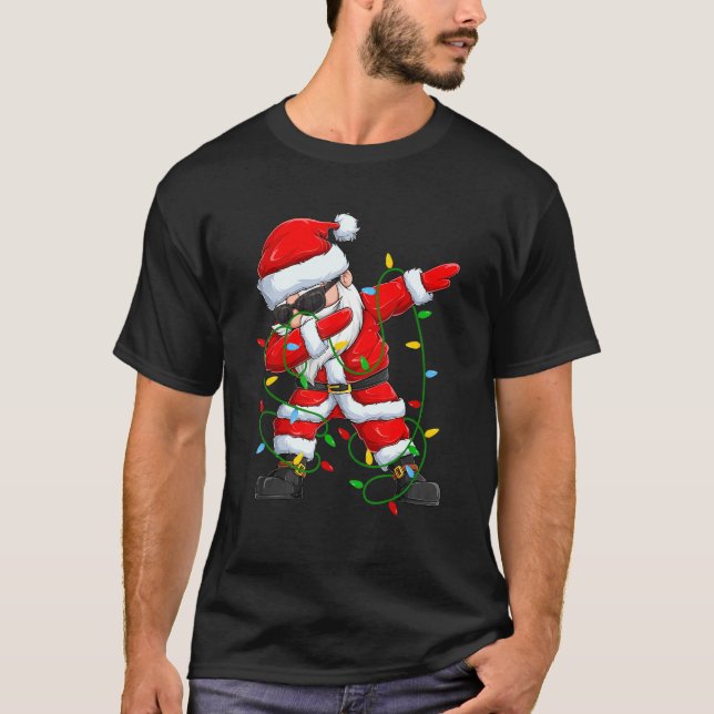 Lighting Dabbing Santa Christmas  Xmas Dabbing San T-Shirt (Front)