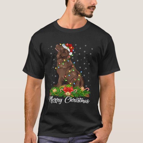 Lighting Santa Newfoundland Dog T_Shirt