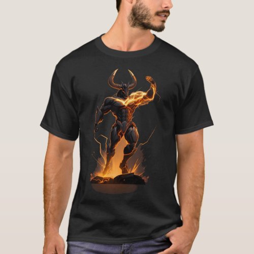 Lighting Strike Brown Minotaur T_Shirt