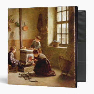 Lighting the Stove, 1886 (oil on panel) 3 Ring Binder