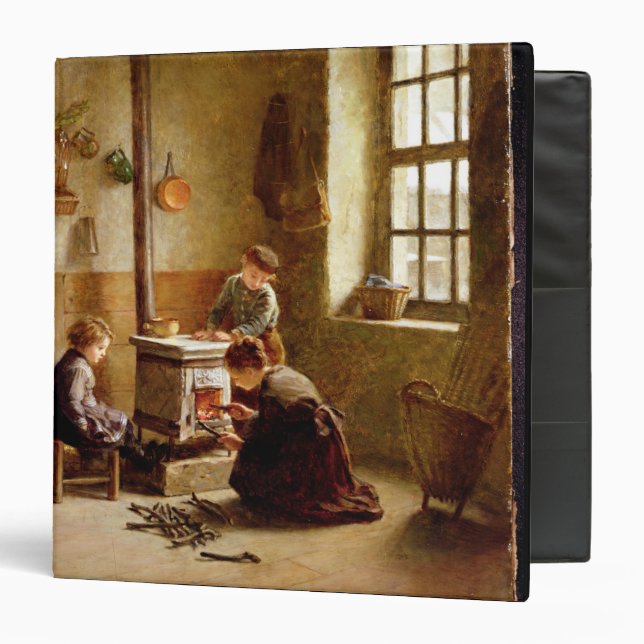 Lighting the Stove, 1886 (oil on panel) 3 Ring Binder (Front/Inside)