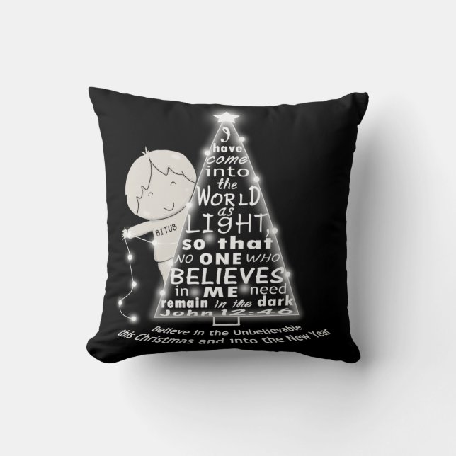 Lighting the Tree Throw Pillow (Front)