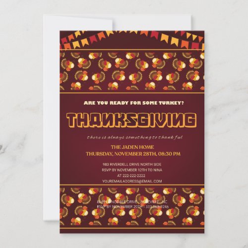 Lighting the Way Sophisticated Thanksgiving Soire Invitation