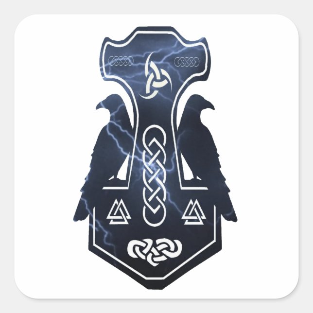 Lighting Thor's Hammer Square Sticker (Front)