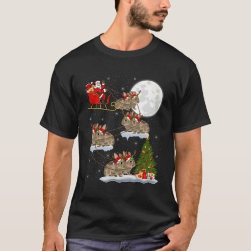 Lighting Tree Santa Riding Bunny T_Shirt