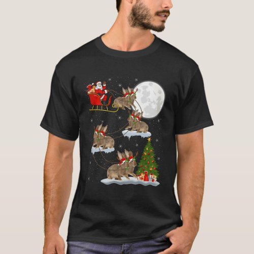 Lighting Tree Santa Riding Rabbit T_Shirt