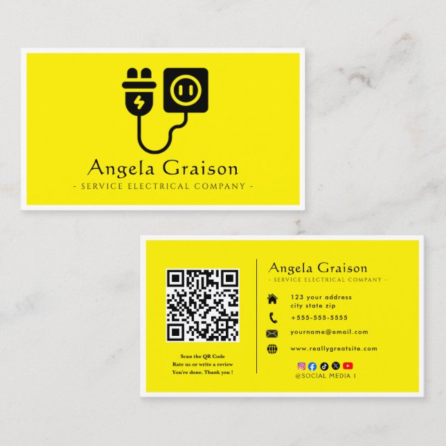 Lighting, Wiring, Professional Electrician Business Card (Front/Back)