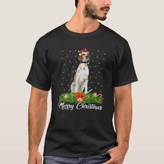 Lighting Xmas Matching Santa Hat English Pointer C T-Shirt (Front)