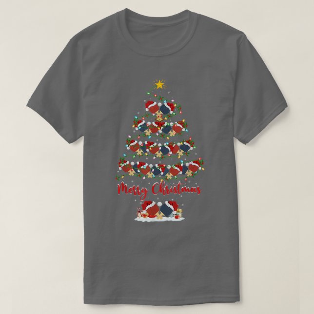 Lighting Xmas Matching Santa Table Tennis Christma T-Shirt (Design Front)