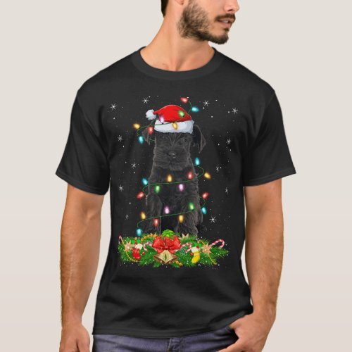 Lighting Xmas Santa Miniature Schnauzer Dog Christ T_Shirt