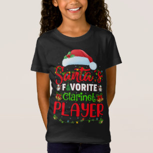 Lighting Xmas Santa's Favorite Clarinet Player Chr T-Shirt