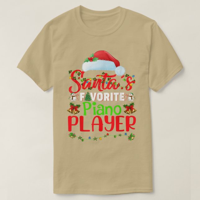 Lighting Xmas Santas Favorite Piano Player Christm T-Shirt (Design Front)
