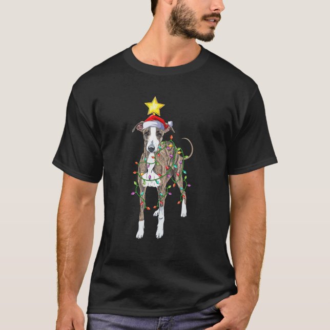 Lighting Xmas Tree Matching Italian Greyhound Chri T-Shirt (Front)