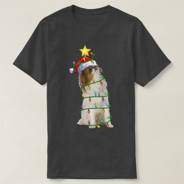 Lighting Xmas Tree Matching Santa Japanese Chin Ch T-Shirt (Design Front)
