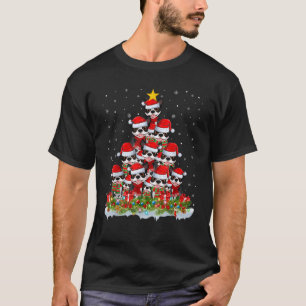 Lighting Xmas Tree Santa Christmas Boston Terrier  T-Shirt