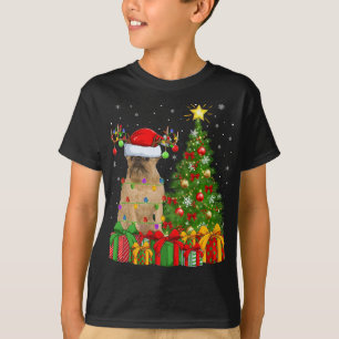 Lighting Xmas Tree Santa Hat Brussels Griffon Dog T-Shirt
