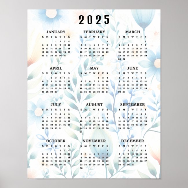 Lightly Floral Design 2025 Wall Calendar