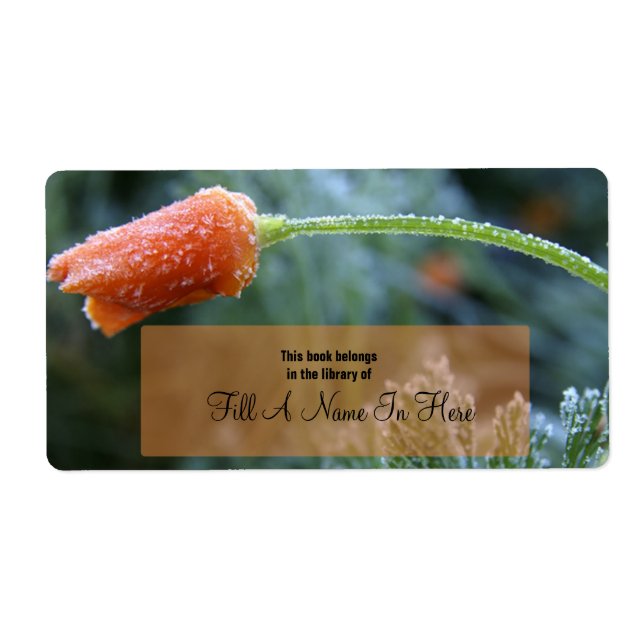 Lightly Frosted Orange California Poppy Label (Front)